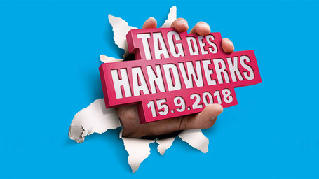 Logo für den Tag des Handwerks 2018 auf blauem Hintergrund